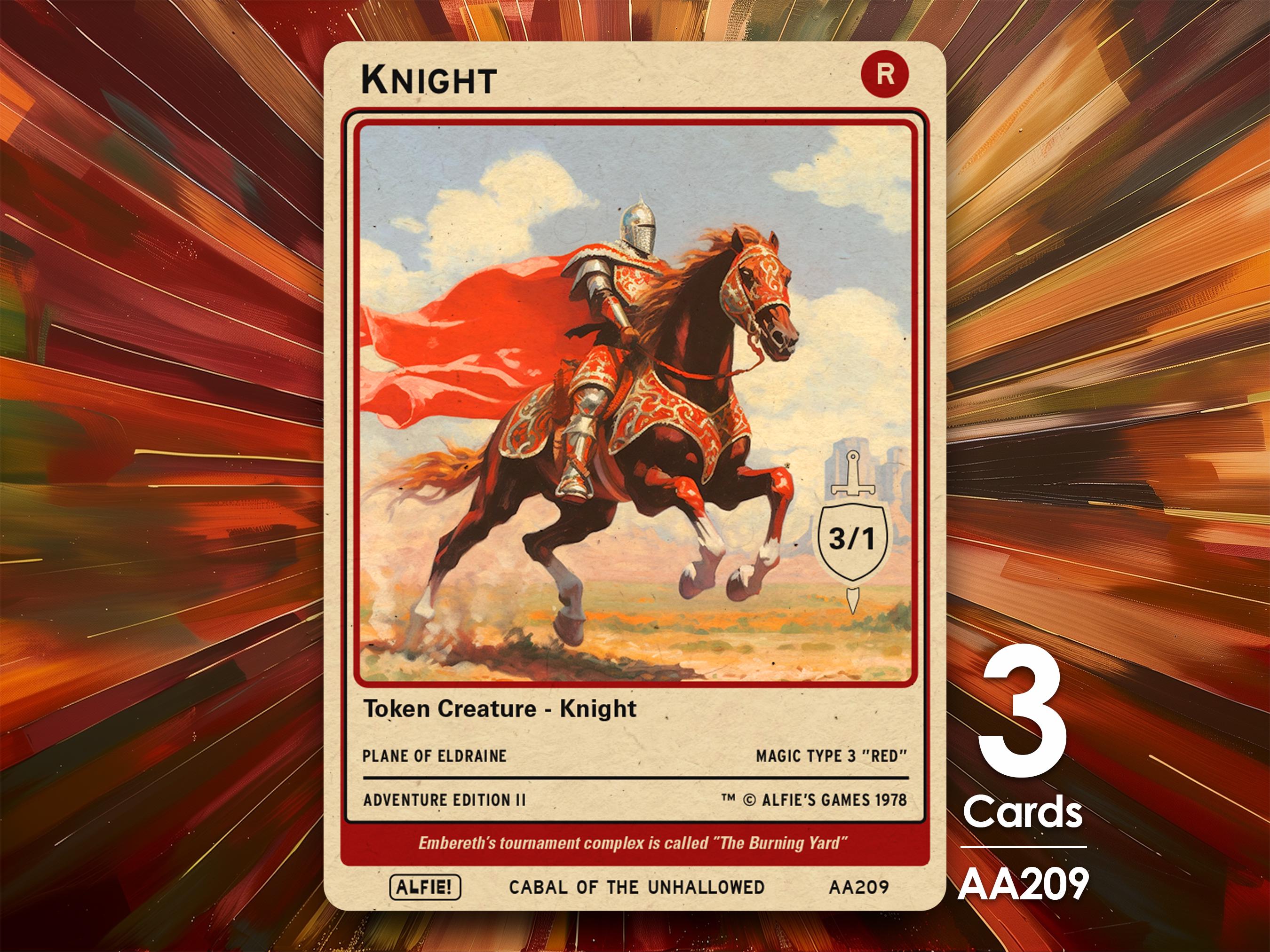 3x Knight Red 3/1 MTG Token - Alfie's Adventure by Alfie AA209 - Etsy