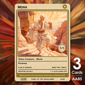 3x Monk 1/1 MTG Token - Alfie's Adventure autorstwa Alfiego AA85