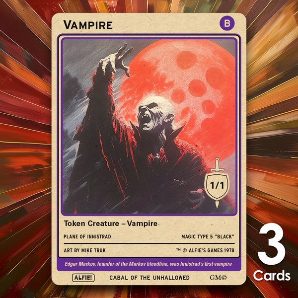 Vampire 1/1 Black MTG Tokens x3 - Alfie's Adventure - AA115