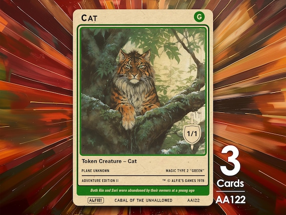 3x Cat Green 1/1 MTG Token - Alfie's Adventure by Alfie - AA122 - Etsy UK