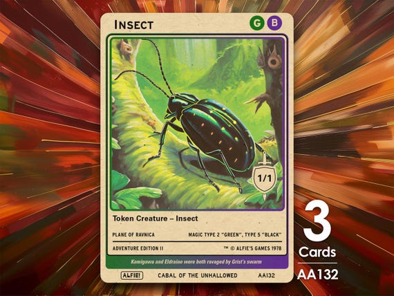 3x Insect Black/green MTG Token - Alfie's Adventure by Alfie AA132
