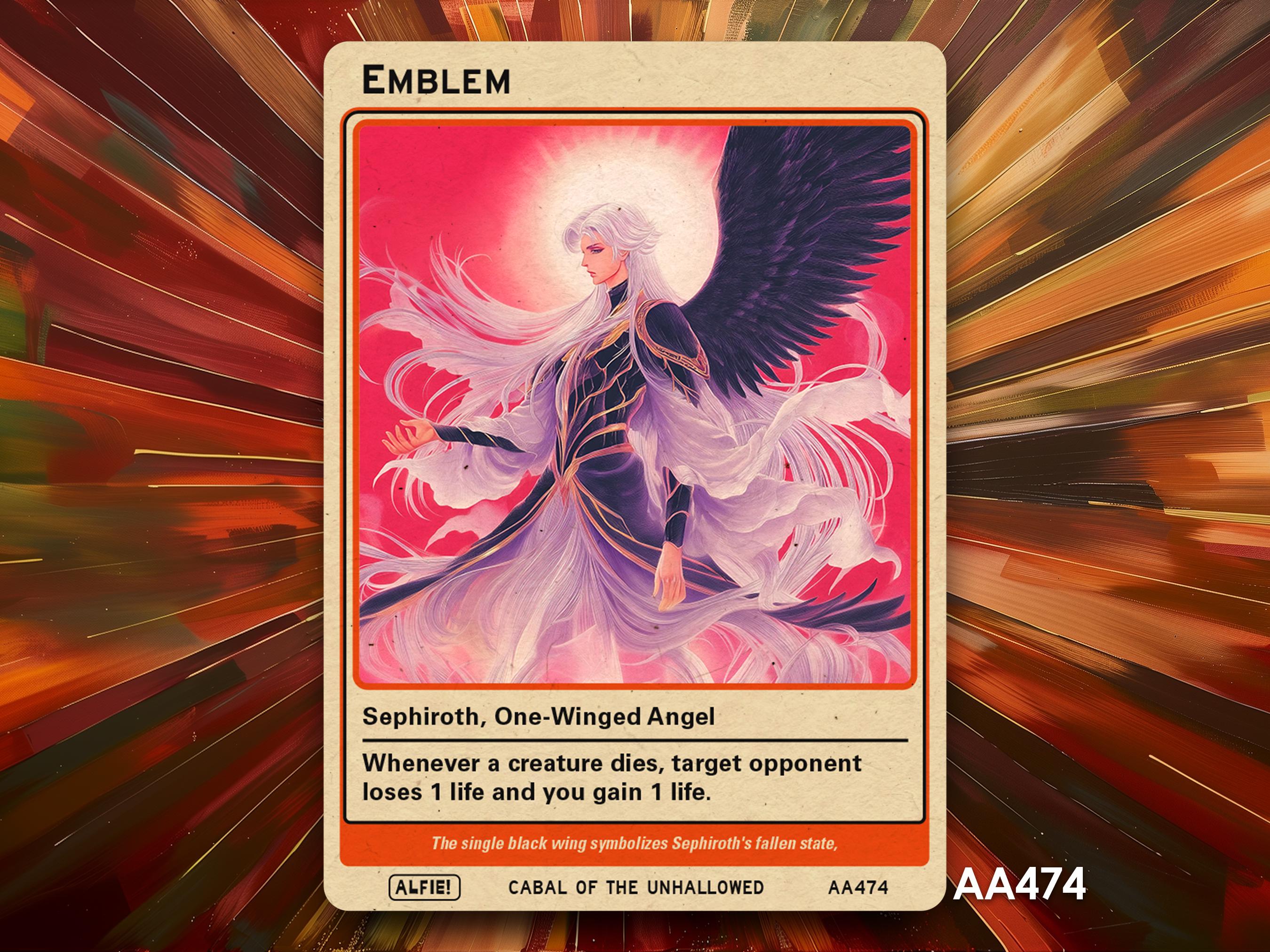 Sephiroth One-Winged Angel Emblem token Magic mtg | Custom Retro Style | Alfies! Sephiroth One-Winged Angel Emblem token Magic mtg | Custom Retro Style | Alfies!