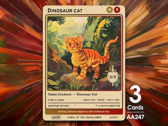 3x Dinosaur Cat MTG Token - Alfie's Adventure by Alfie AA247 - Etsy