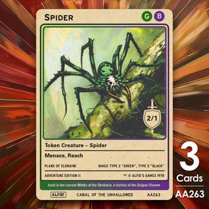3x Spider 2/1 token MTG - Alfie's Adventure van Alfie AA263