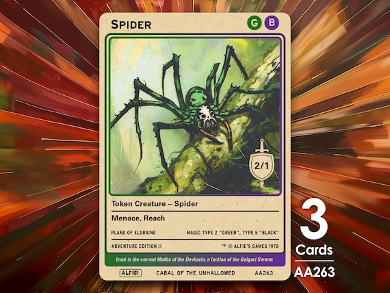 3x Spider 2/1 Token MTG - Alfie's Adventure by Alfie AA263 - Etsy