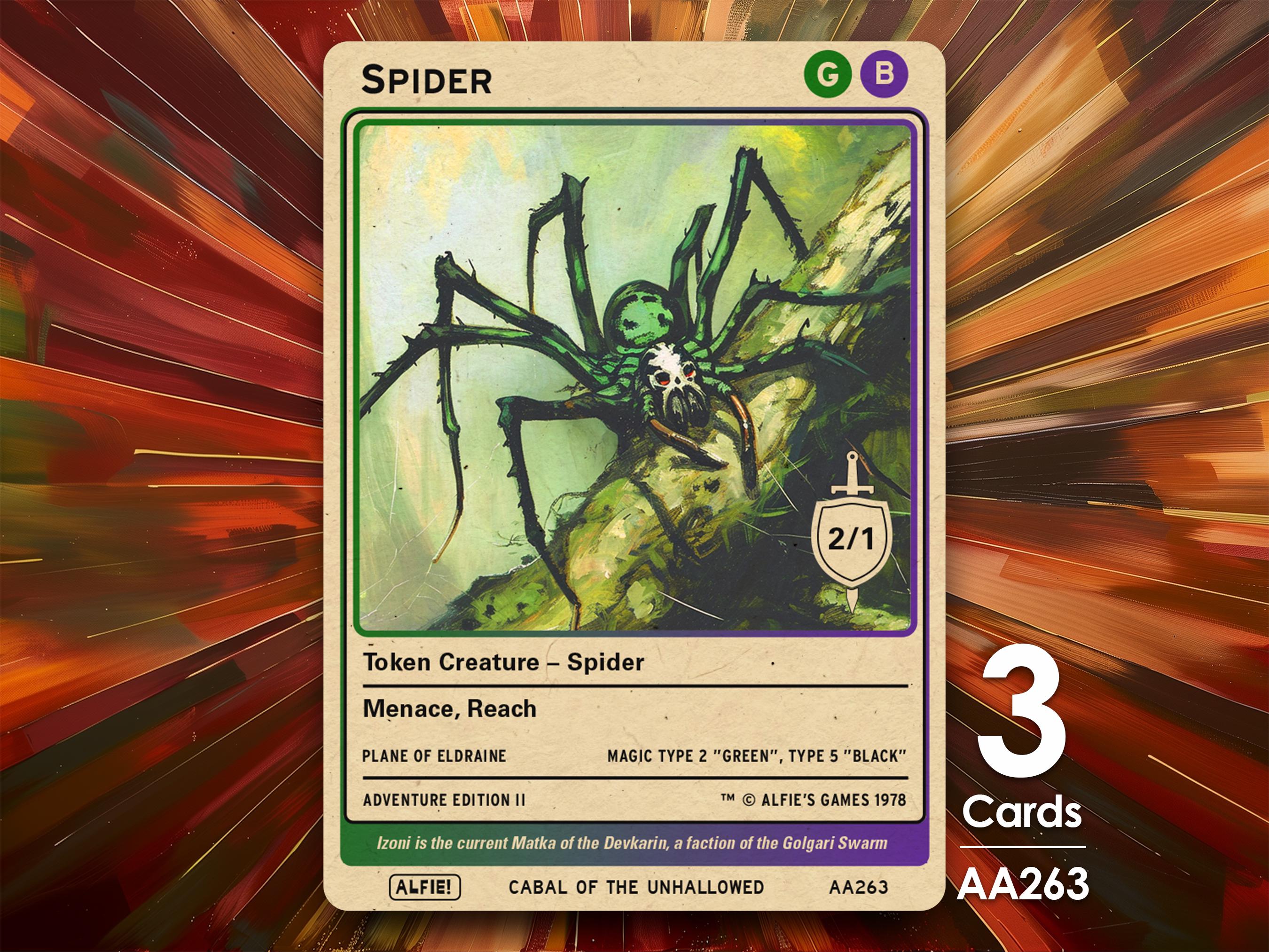 3x Spider 2/1 Token MTG - Alfie's Adventure by Alfie AA263