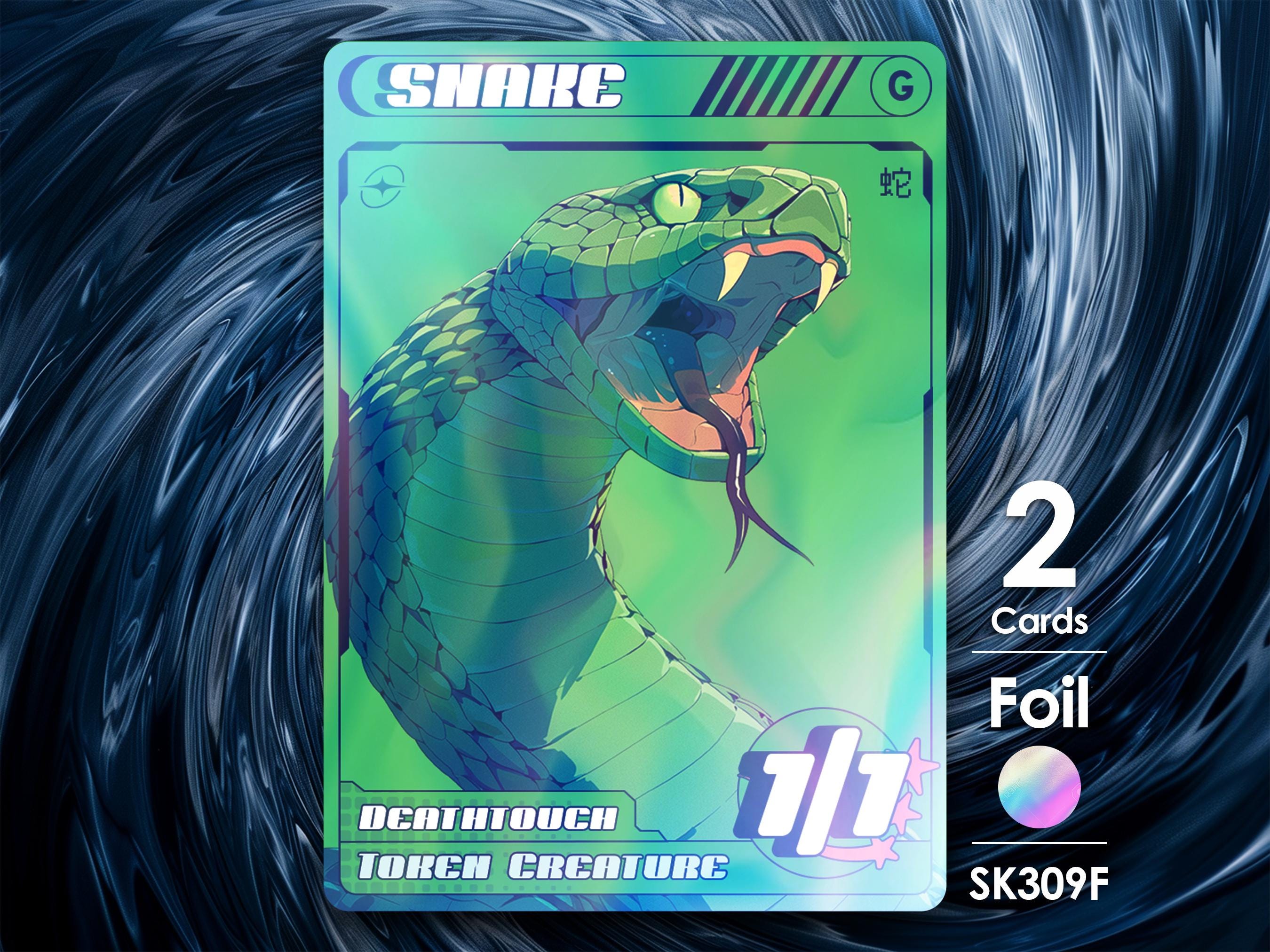 2x Snake Green 1/1 Deathtouch Foil Tokens for MTG - Street Clans