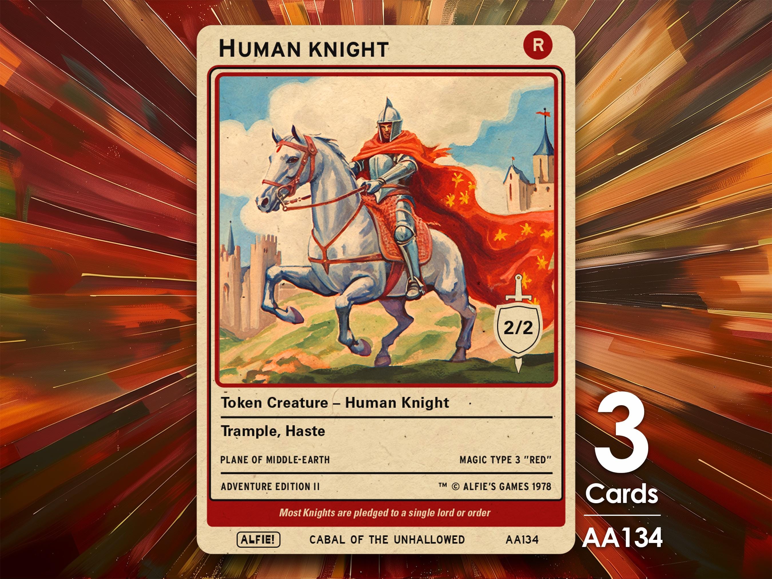 3x Human Knight Red 2/2 MTG Token - Alfie's Adventure by Alfie AA134 - Etsy