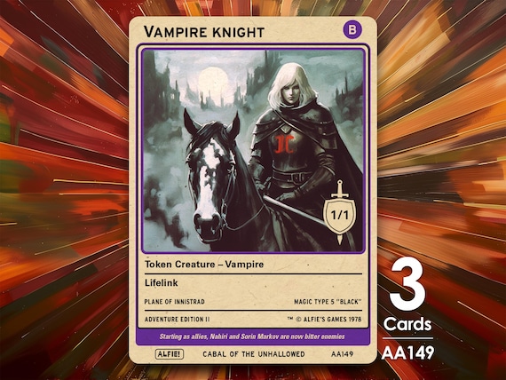 3x Vampire Knight MTG Token - Alfie's Adventure by Alfie AA149 - Etsy