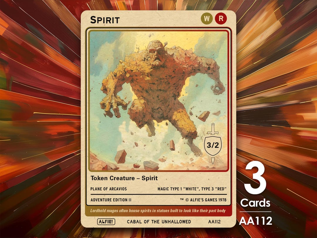 3x Spirit 3/2 Red & White MTG Token - Alfie's Adventure by Alfie