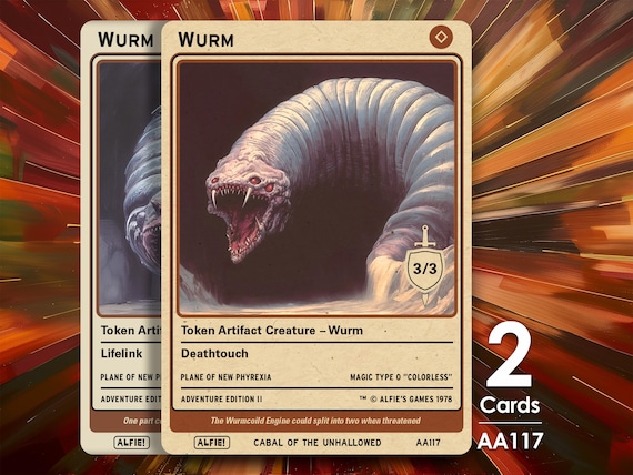 Wurms Tokens X2 for Wurmcoil Engine for MTG- Alfie's Adventure
