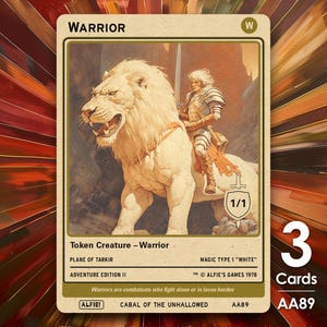 3x Fichas de Guerreiro 1/1 MTG - Aventura de Alfie por Alfie AA89