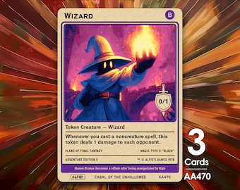 3x Wizard (black Mage) Token for MTG - Alfie's Adventure by Alfie