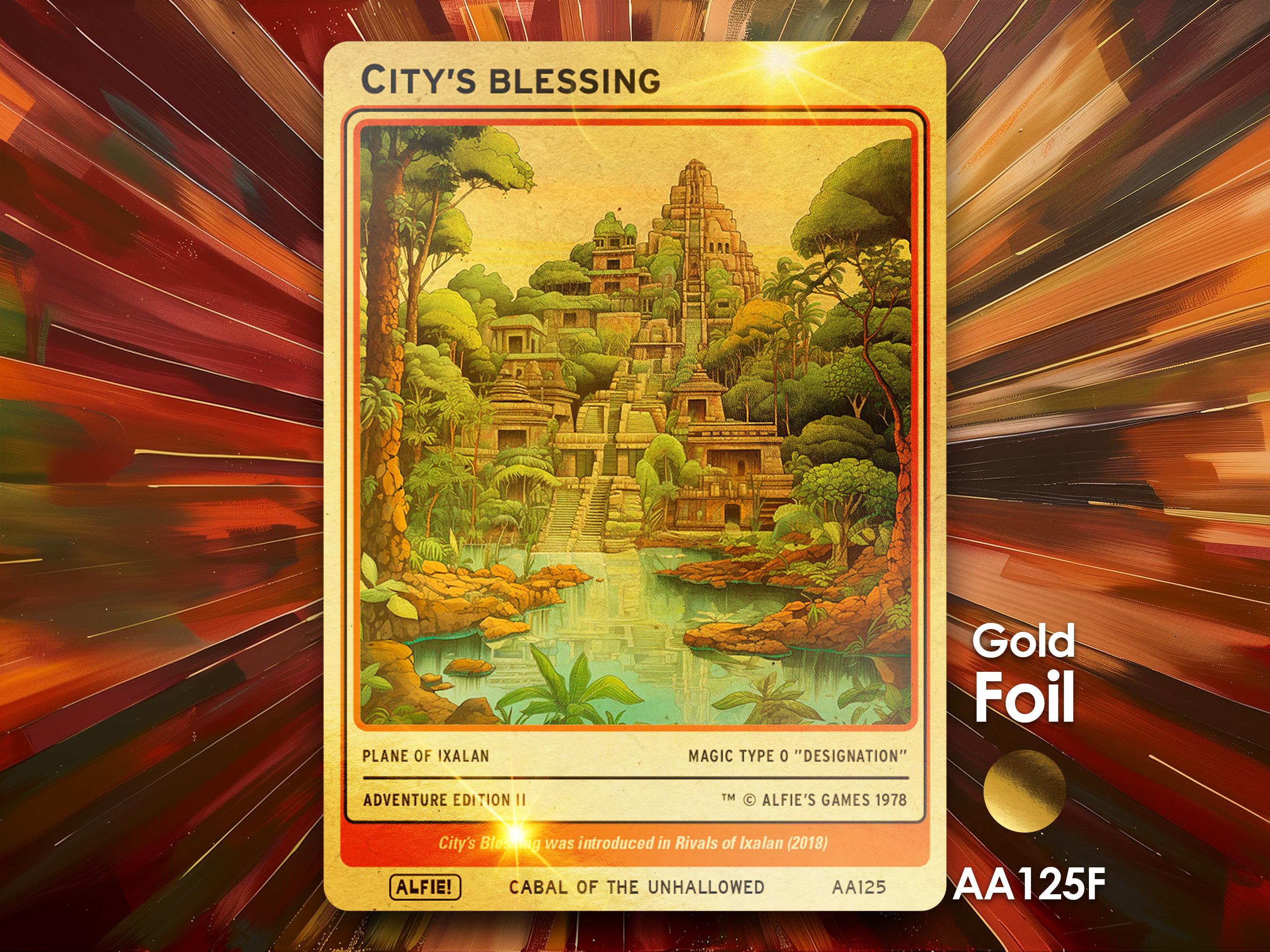 city's blessing mtg cards Card: (4x) (Rivals of Ixalan) unique look City's Blessing Gold Foil MTG