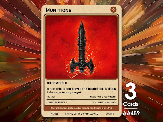 3x Munitions Tokens for MTG - Alfie's Adventure by Alfie AA489 - Etsy