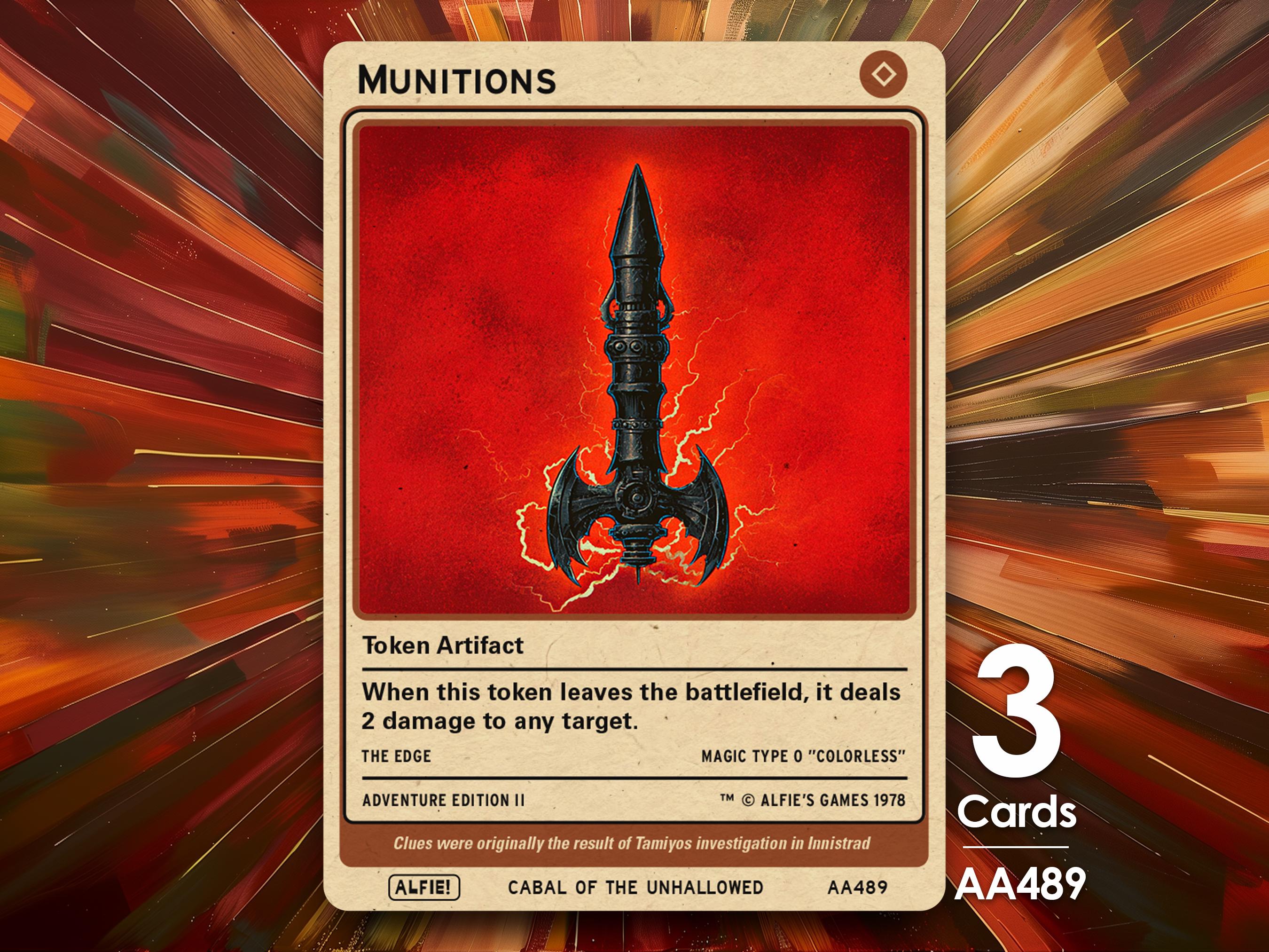 3x Munitions Tokens for MTG - Alfie's Adventure by Alfie AA489 - Etsy