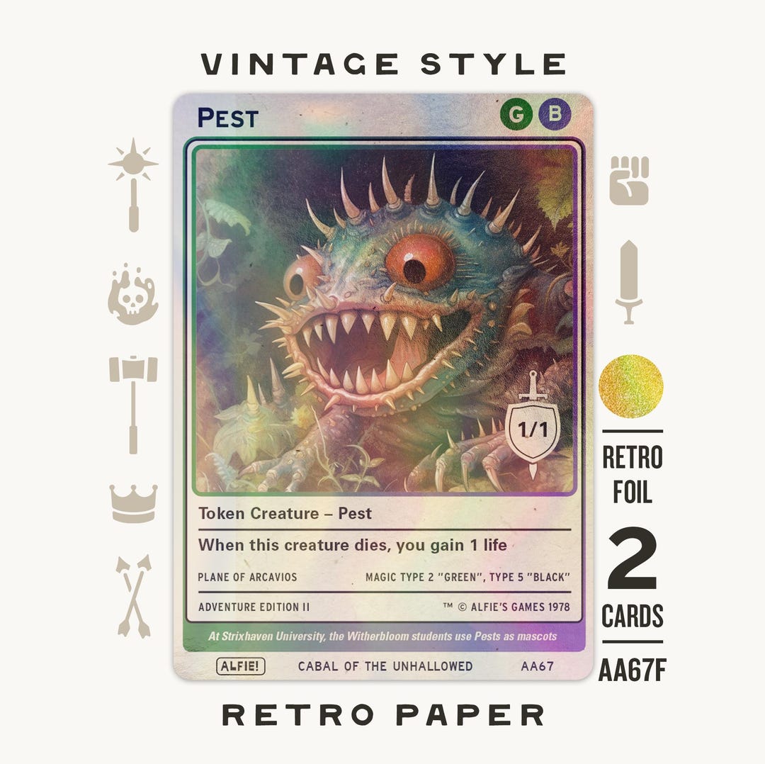2x Pest Tokens Retro Foil MTG Token - Alfie's Adventure by Alfie
