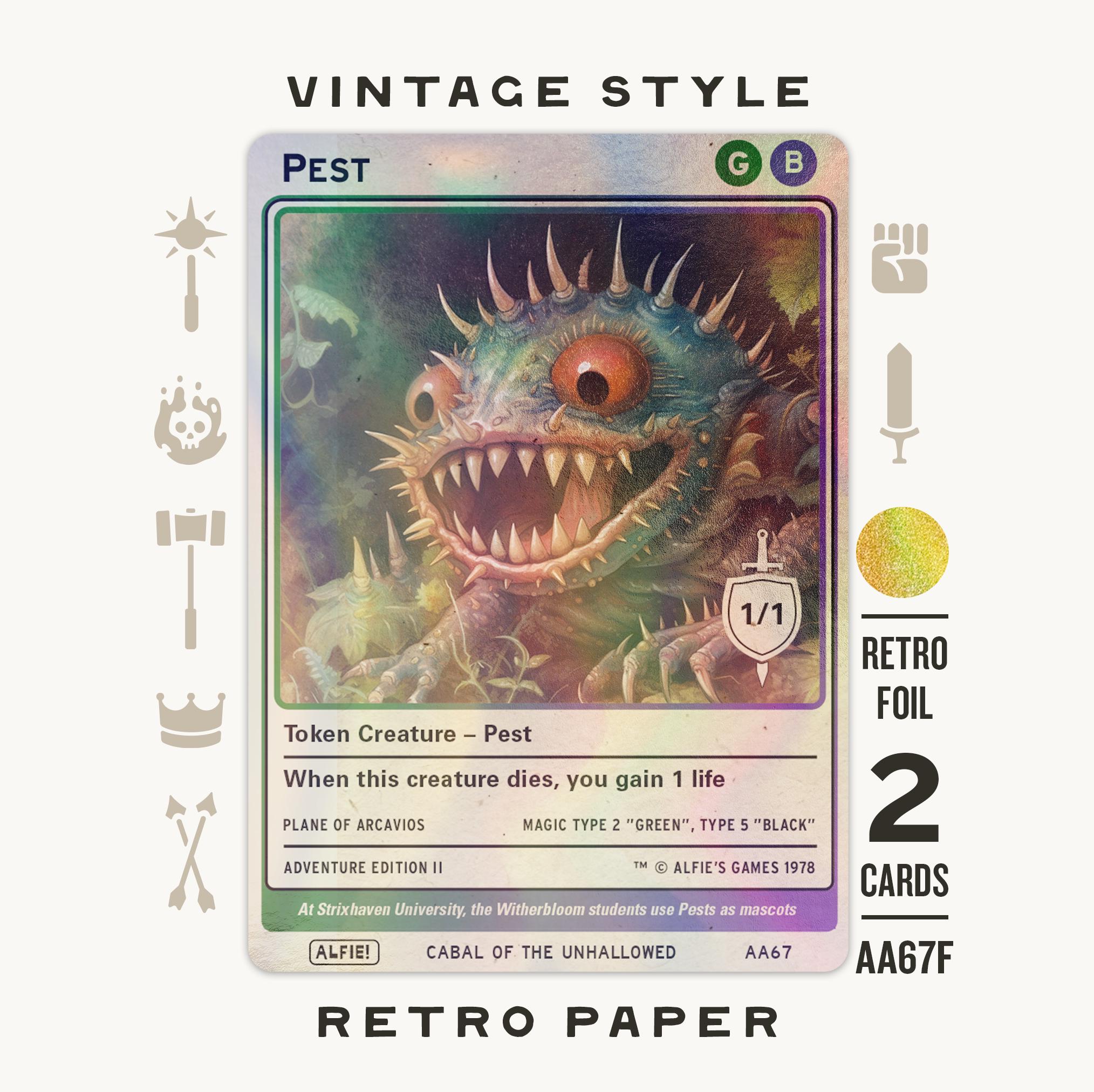 2x Pest Tokens Retro Foil MTG Token - Alfie's Adventure by Alfie
