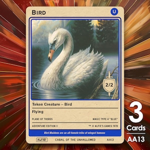 3x Fichas de MTG 2/2 para Pássaro - Aventura de Alfie por Alfie - AA13