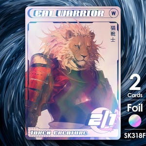 2x Cat Warrior White 2/1 Foil tokens for mtg - Street Clans by Alfie - SK318F