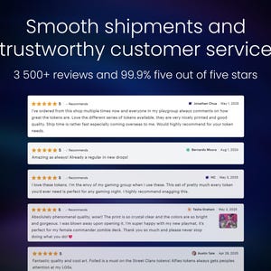 Puede incluir: Imagen que muestra rese&ntilde;as de clientes sobre un fondo degradado azul oscuro. El texto dice: "Env&iacute;os fluidos y servicio al cliente confiable." Incluye calificaciones de 5 estrellas y comentarios positivos sobre la calidad y el env&iacute;o.