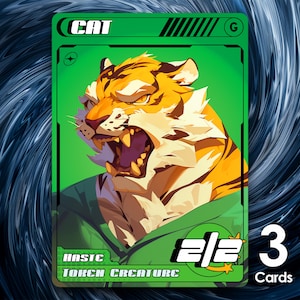 Cat Green Haste token x3 for Magic mtg - Street Clans - SK163