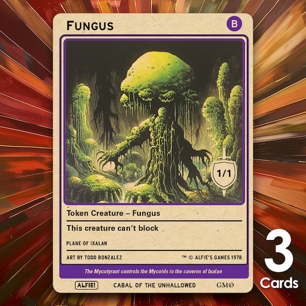 Fungus Black 1/1 MTG Tokens x3 - Alfie's Adventure - AA219