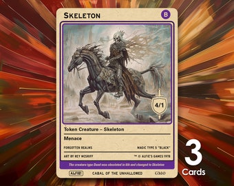 Skeleton 4/1 MTG Tokens x3 - Alfie's Adventure - AA5