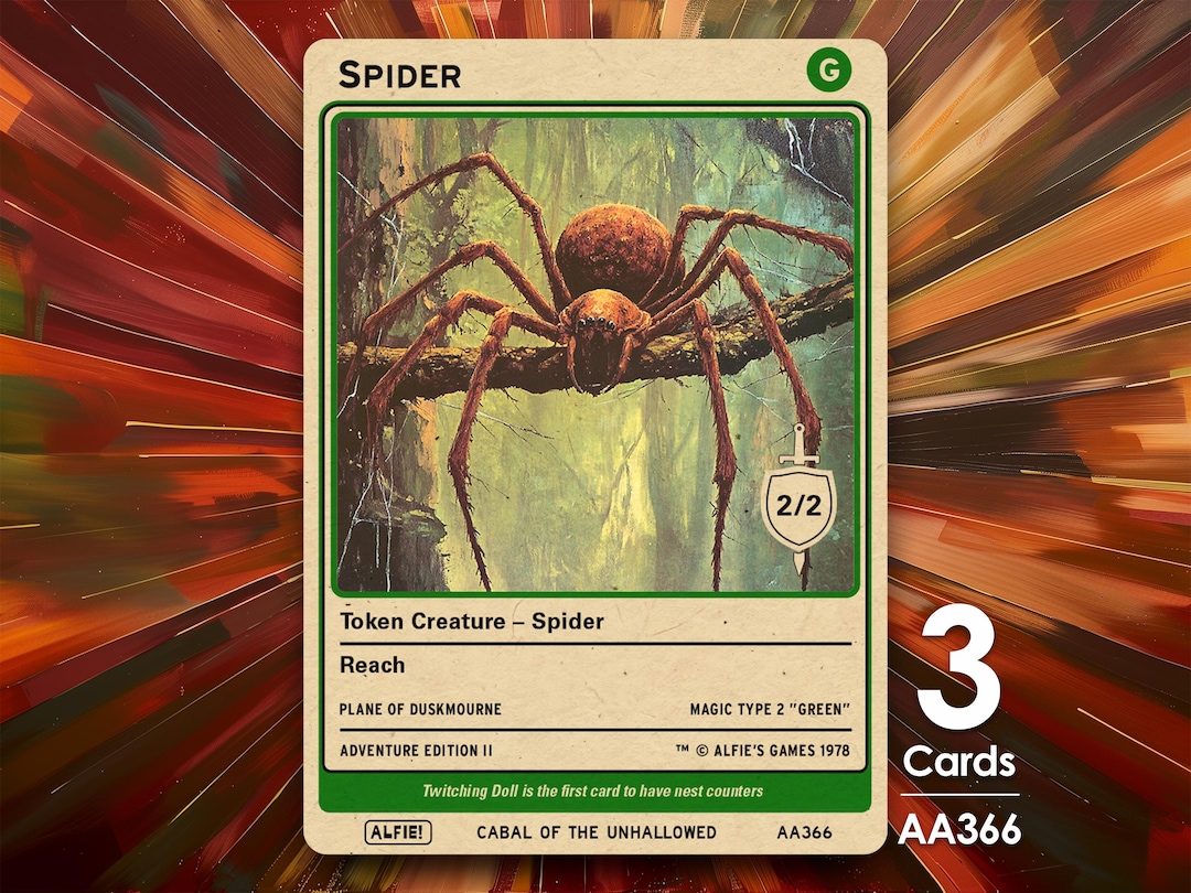 3x Spider 2/2 Green Token for MTG - Alfie's Adventure by Alfie