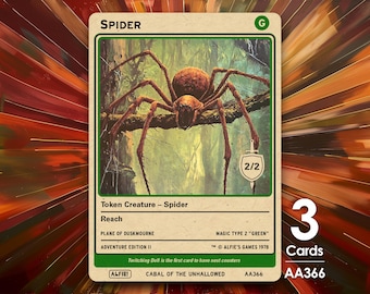 3x Spider 2/2 Green Token for MTG - Alfie's Adventure by Alfie