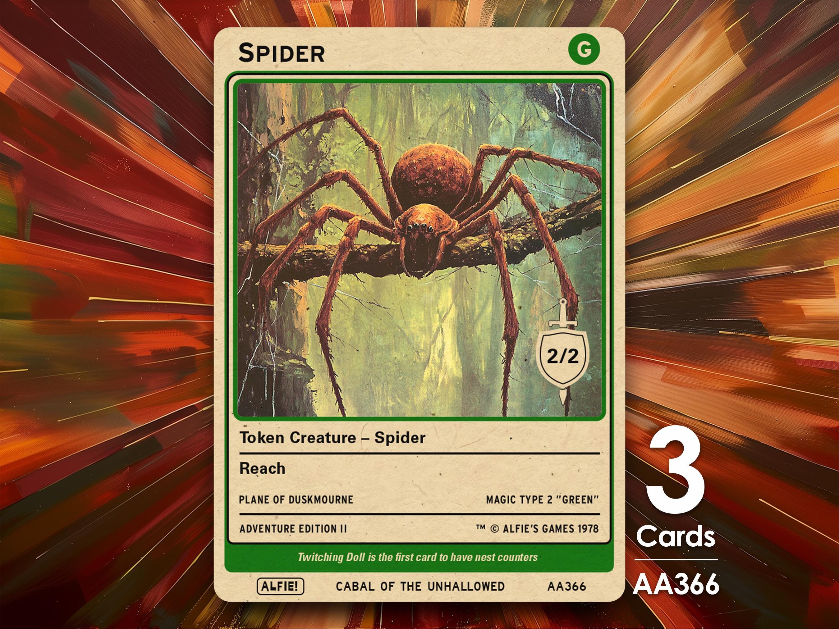3x Spider 2/2 Green Token for MTG - Alfie's Adventure by Alfie