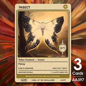 3 fichas de Insecto Blanco 2/1 Volador MTG - La Aventura de Alfie por Alfie AA397