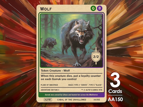 3x Wolf 2/2 Black & Green MTG Token - Alfie's Adventure by Alfie AA150 - Etsy 3x Wolf 2/2 Black & Green MTG Token - Alfie's Adventure by Alfie AA150 - Etsy
