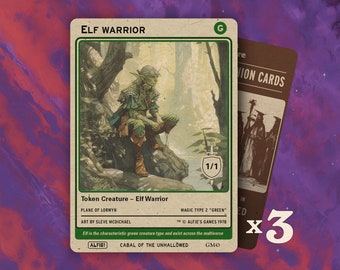 Elf Warrior 1/1 MTG Tokens x3 - Alfie's Adventure - AA48