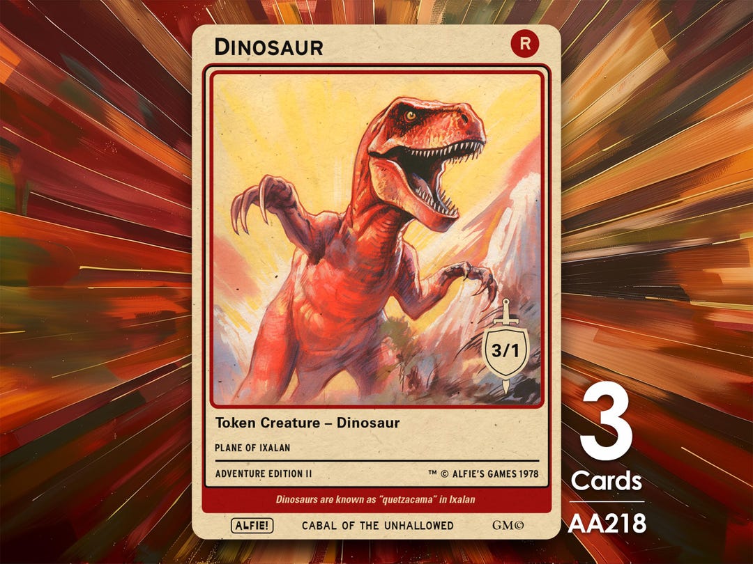 3x Dinosaur Red 3/1 MTG Token - Alfie's Adventure by Alfie