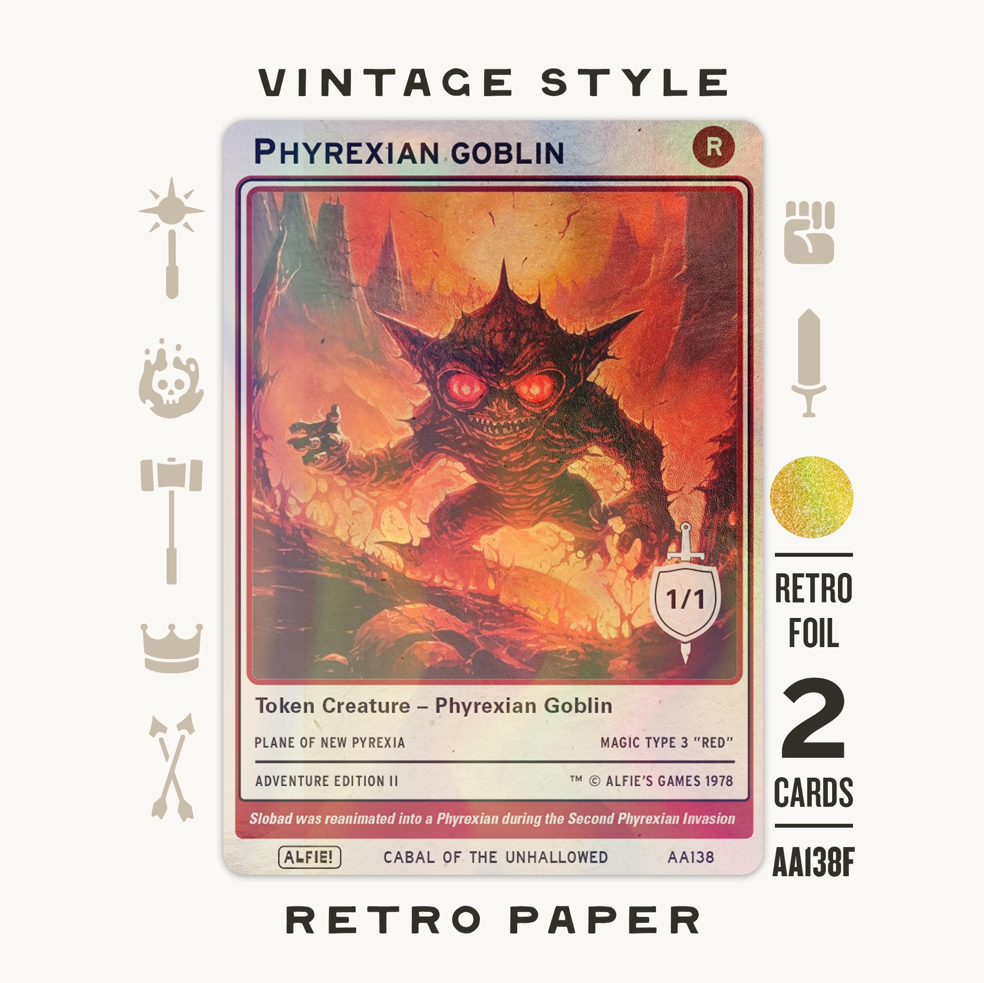 2x Phyrexian Goblin 1/1 Retro Foil MTG Token - Alfie's Adventure