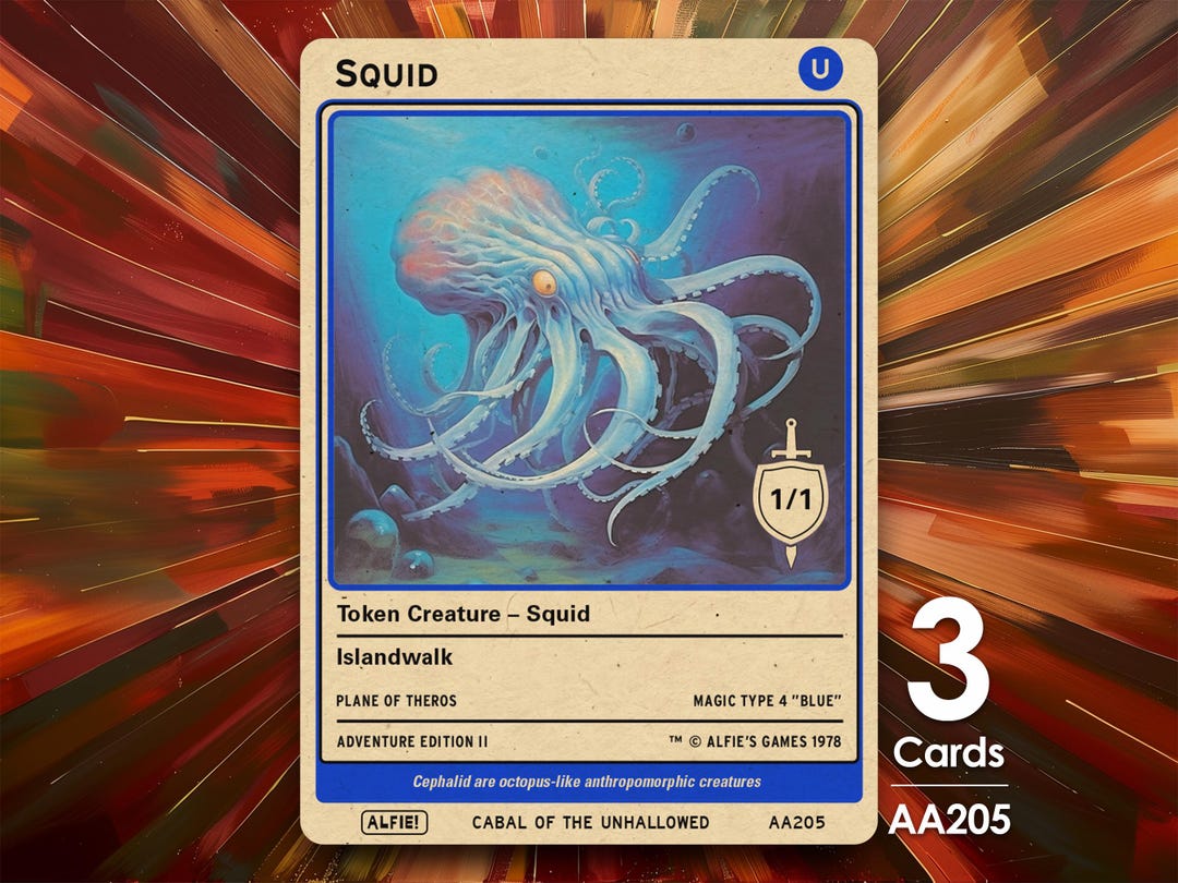3x Squid 1/1 MTG Token - Alfie's Adventure by Alfie AA205 - Etsy