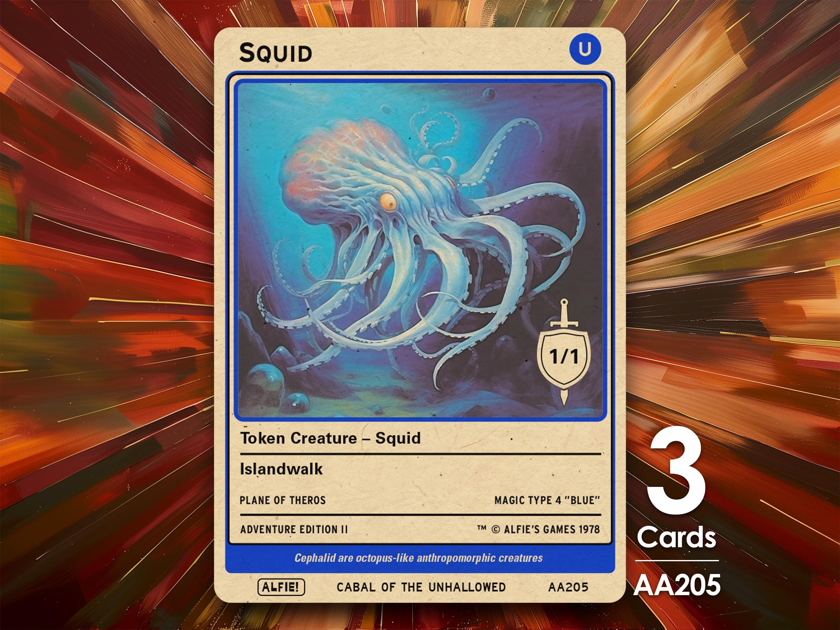 3x Squid 1/1 MTG Token - Alfie's Adventure by Alfie AA205 - Etsy