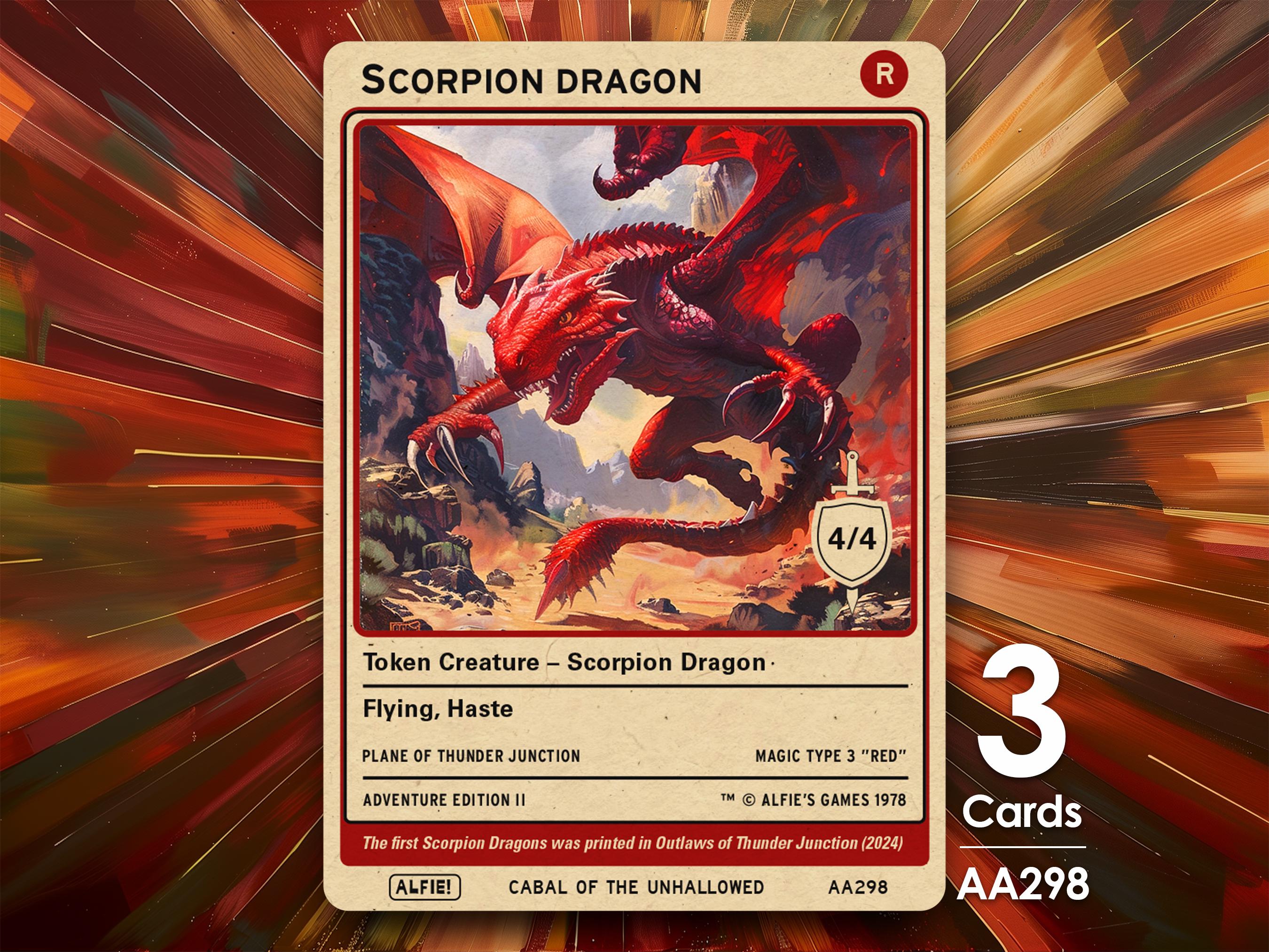 3x Scorpion Dragon Token for MTG - Alfie's Adventure by Alfie