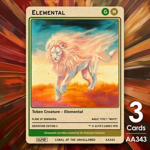 3x Elemental Grün Weiße Token ohne Schlüsselwort für MTG - Alfie's Adventure von Alfie AA343
