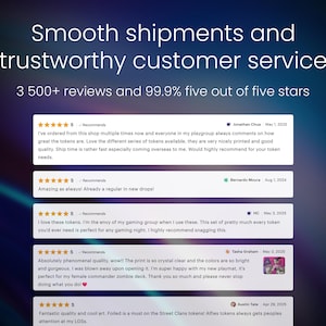 May include: Image showcasing customer reviews with a 5-star rating, highlighting smooth shipments and trustworthy customer service. The text reads "3,500+ reviews and 99.9% five out of five stars."
