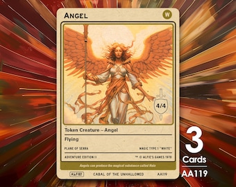 3x Angel 4/4 (No vigilance) Tokens for MTG - Alfie&#39;s Adventure by Alfie - AA119