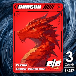 3 fichas de dragón 6/6 rojas para MTG - Street Clans por Alfie SK287