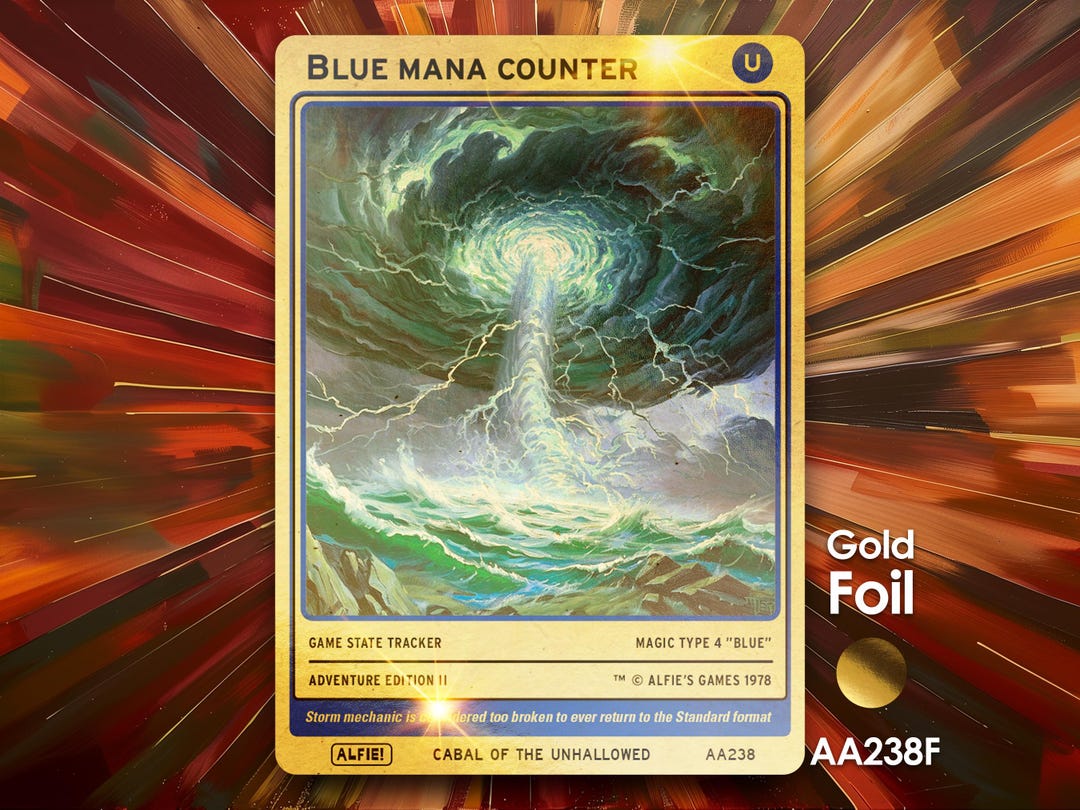 Blue Mana Counter Gold Foil MTG Token - Alfie's Adventure by Alfie