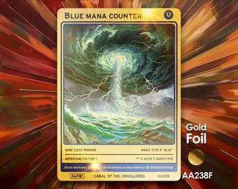 Blue Mana Counter Gold Foil MTG Token - Alfie's Adventure by Alfie
