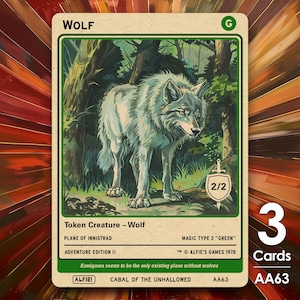 3x Wolf 2/2 MTG Token - Alfie&#39;s Adventure by Alfie AA63