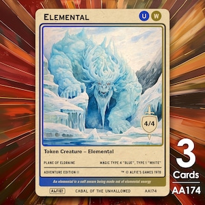 エレメンタル・ブルー・ホワイト 4/4 MTGトークン 3枚 - アルフィーの冒険 - AA174