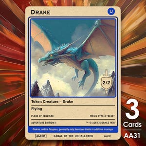 3x Drake 2/2 MTG-token - Alfie's Adventure van Alfie AA31