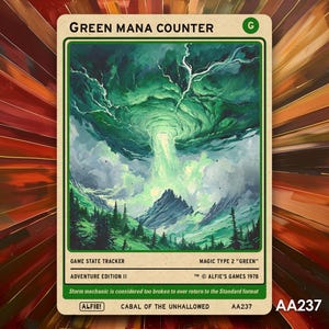 Grüner Mana Counter MTG Token - Alfie's Adventure von Alfie AA237