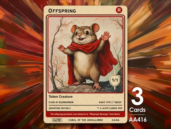 3x Offspring Mouse Red MTG Token - Alfie's Adventure by Alfie - AA416 - Etsy